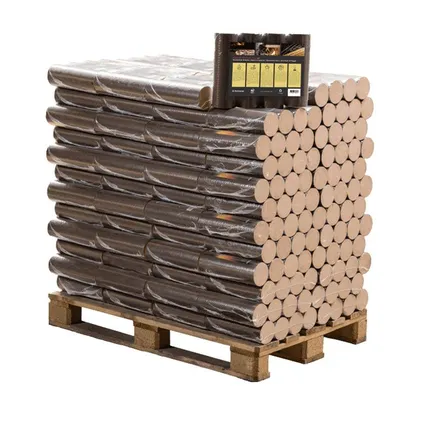 Briquettes de bois - Palette ronde en hêtre, 96 paquets x 10 kg (960 kg)